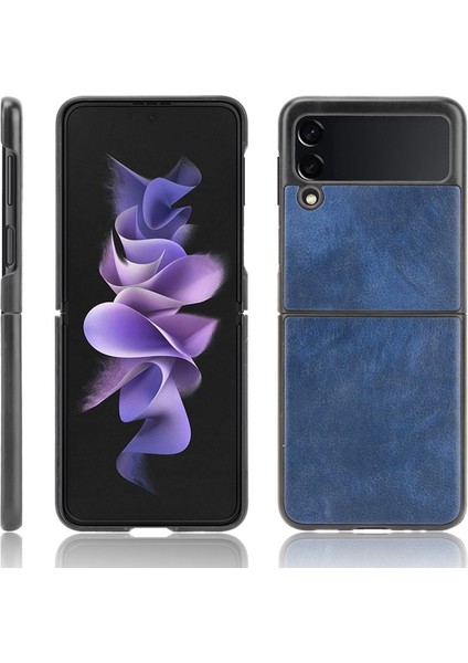 Samsung Galaxy Z Flip3 5g Için Ince Litchi Doku Pu Deri Kaplamalı Sert Pc Telefon Kılıfı (Yurt Dışından)