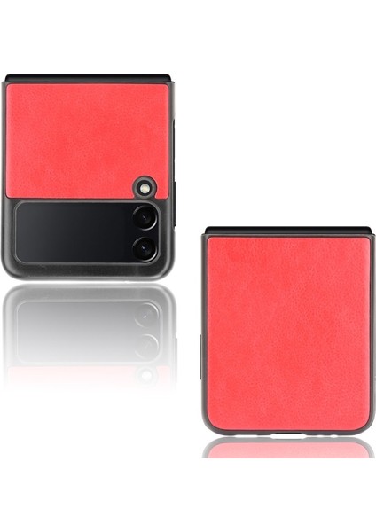 Samsung Galaxy Z Flip3 5g Için Ince Litchi Doku Pu Deri Kaplamalı Sert Pc Telefon Kılıfı (Yurt Dışından)