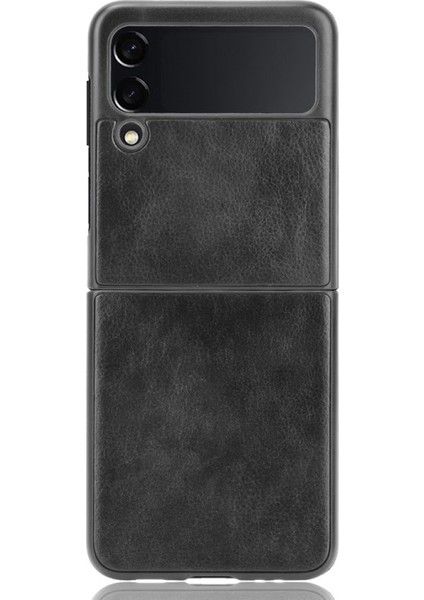 Samsung Galaxy Z Flip3 5g Için Ince Litchi Doku Pu Deri Kaplamalı Sert Pc Telefon Kılıfı (Yurt Dışından)