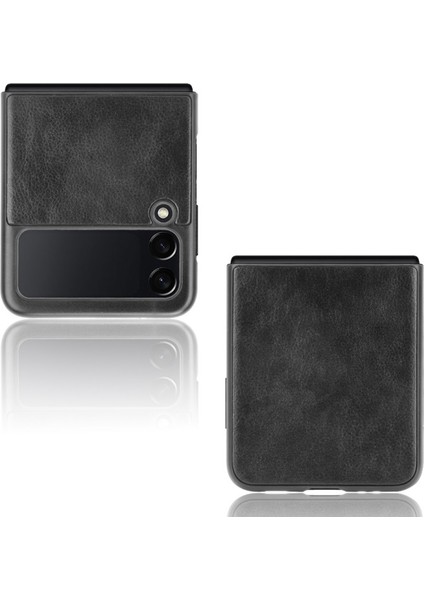 Samsung Galaxy Z Flip3 5g Için Ince Litchi Doku Pu Deri Kaplamalı Sert Pc Telefon Kılıfı (Yurt Dışından)