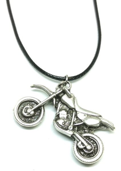 Antik Gümüş Kaplama Motorsiklet Kolye Genç Kolye Erkek Kolye Unisex Kolye