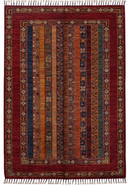 Afgan Orjin Renkli El Dokuma Halı 90X128 ~ 1.15 M2