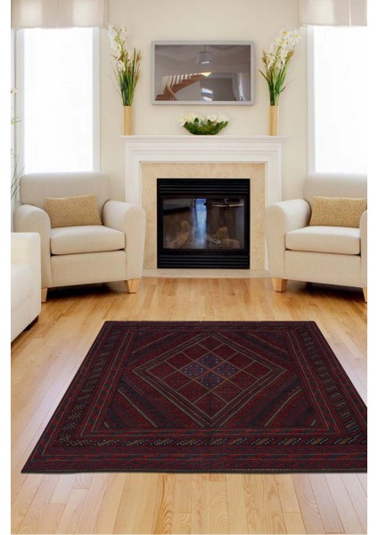 Afgan Berceste El Dokuma Kırmızı Kilim 131X124 ~ 1.62 M2