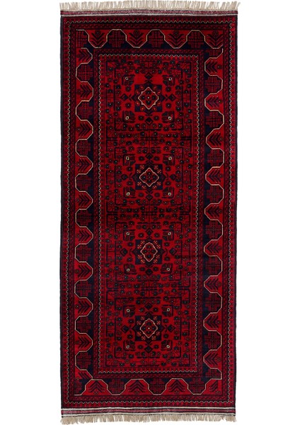 Afgan Khamyab 19021-21 85X193 Kırmızı El Dokuma Yolluk Halı ~ 1.64 M2