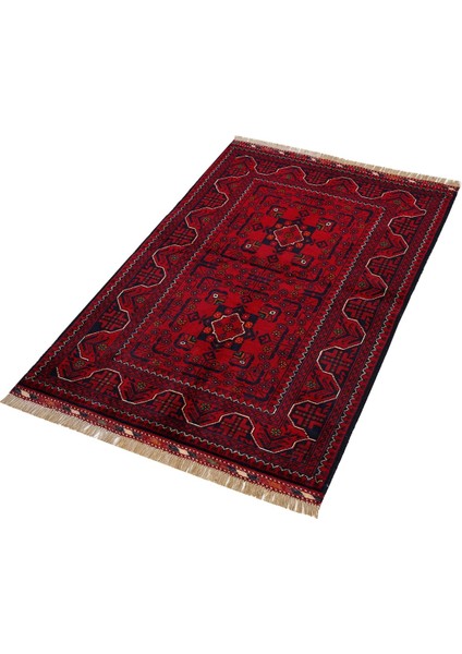 Afgan Khamyab 19010-10 84X133 Kırmızı El Dokuma Yolluk Halı ~ 1.12 M2