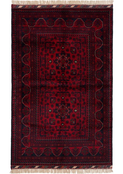 Afgan Khamyab 19013-13 98X149 Kırmızı El Dokuma Yolluk Halı ~ 1.46 M2