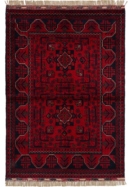 Afgan Khamyab 19005-5 84X120 Kırmızı El Dokuma Yolluk Halı ~ 1.01 M2