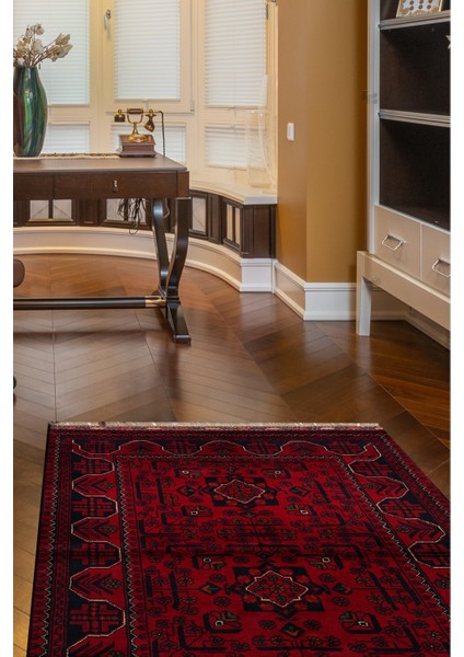 Afgan Khamyab 19005-5 84X120 Kırmızı El Dokuma Yolluk Halı ~ 1.01 M2