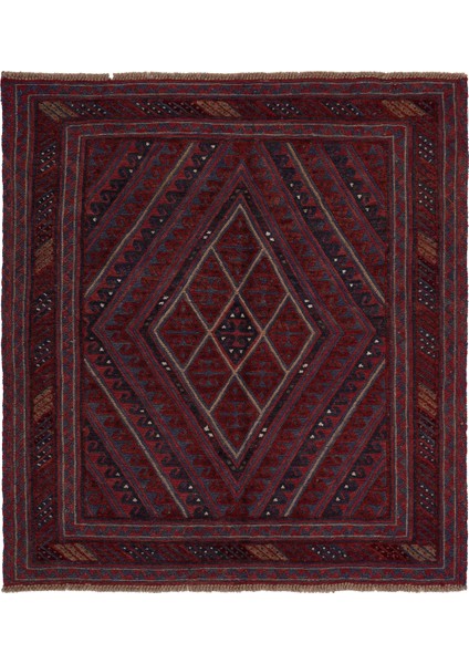 Afgan Berceste 180003 134X125 Kırmızı El Dokuma Kilim ~ 1.68 M2