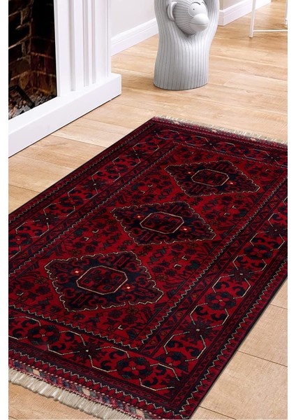 Afgan Khamyab 19006-6 85X120 Kırmızı El Dokuma Yolluk Halı ~ 1.02 M2