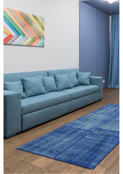Patchwork 3718 Mavi 80X150 Yolluk Halı ~ 1.2 M2