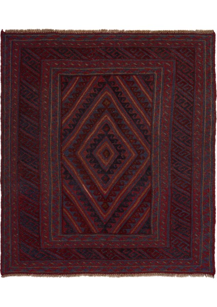 Afgan Berceste 18054 119X133 Kırmızı El Dokuma Kilim ~ 1.58 M2