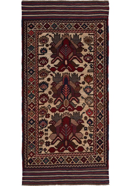 Afgan Berceste 18071 93X198 Kırmızı El Dokuma Yolluk Kilim ~ 1.84 M2