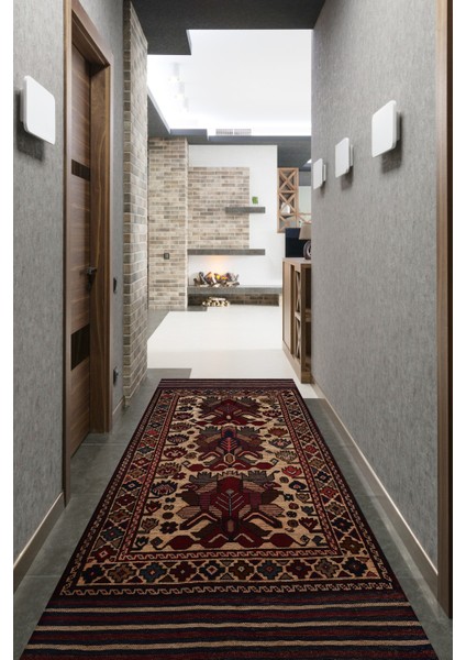 Afgan Berceste 18071 93X198 Kırmızı El Dokuma Yolluk Kilim ~ 1.84 M2