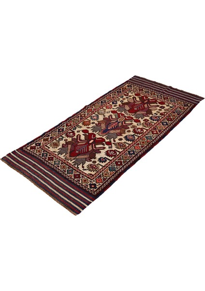 Afgan Berceste 18071 93X198 Kırmızı El Dokuma Yolluk Kilim ~ 1.84 M2