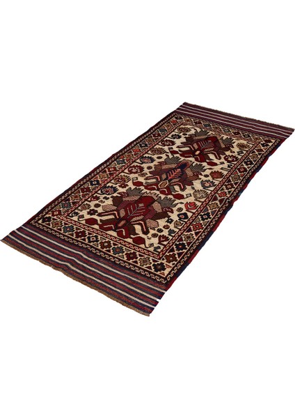 Afgan Berceste 18071 93X198 Kırmızı El Dokuma Yolluk Kilim ~ 1.84 M2