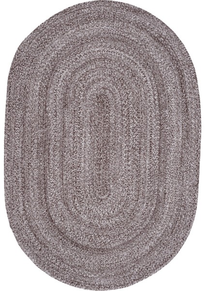 Kahverengi El Dokuma Yün 130X190 Oval Halı ~ 2.47 M2