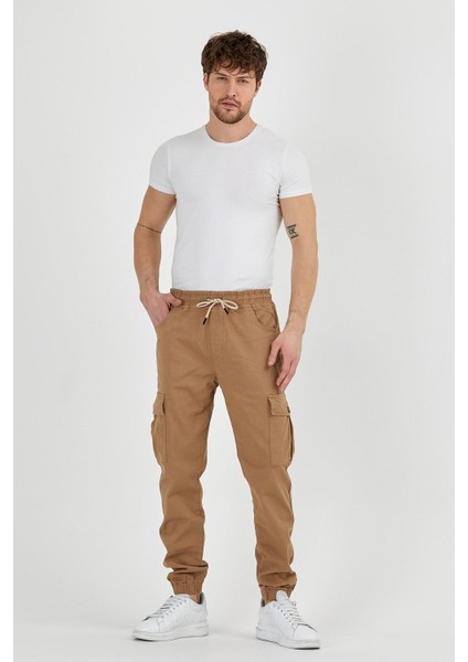 Beli ve Paçası Lastikli Likrali Kargo Cep Pantolon Camel fiyatları
