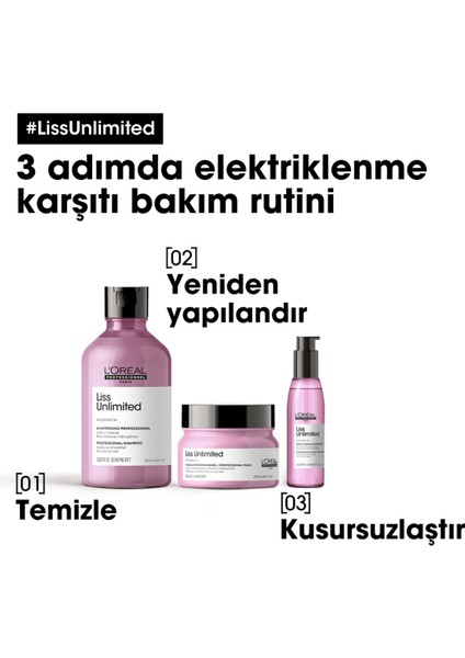 L'oreal Professionnel Serie Expert Liss Unlimited Elektriklenme Karşıtı ve Yoğun Yumuşaklık Veren Maske 250 ml