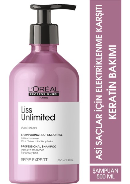 L'oreal Professionnel Serie Expert Liss Unlimited Elektriklenme Karşıtı ve Yumuşaklık Veren Şampuan 500 ml