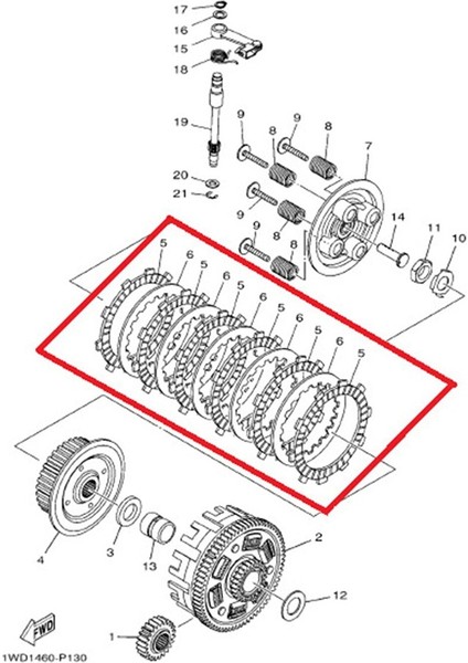 YZF-R25/MT-25 Debriyaj Bakım Kiti 1WDCLUTCH000