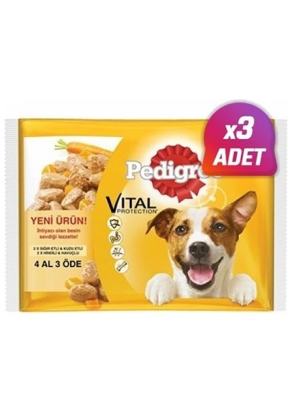 Multipack Sığır Etli&kuzu ve Hindi&havuç Pouch 4X100 gr 3 Adet