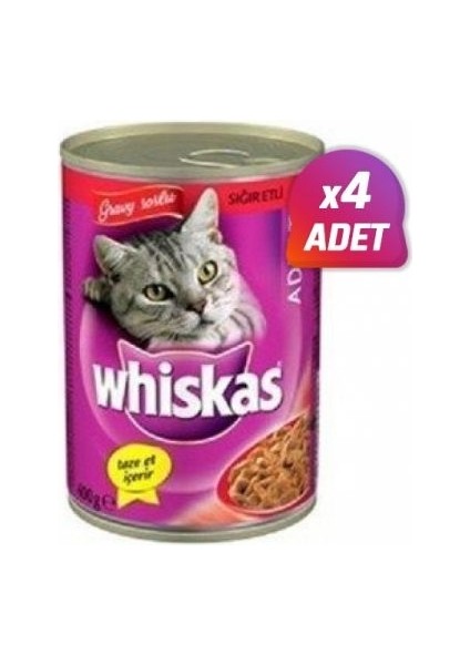 Biftekli Yetişkin Kedi Konservesi 400 gr 4 Adet