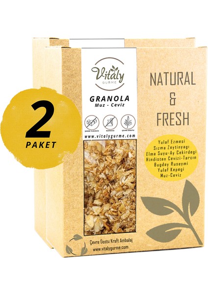 Doğal Katkısız Granola Muz - Ceviz 2'li Paket 2X320G