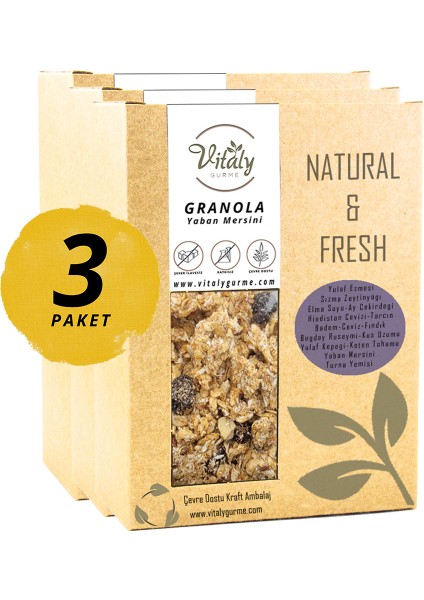 Doğal Katkısız Granola Yaban Mersini 3'lü Paket 3X320G