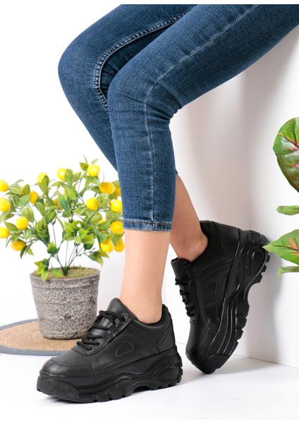 Yüksek Taban Siyah Kadın Sneaker