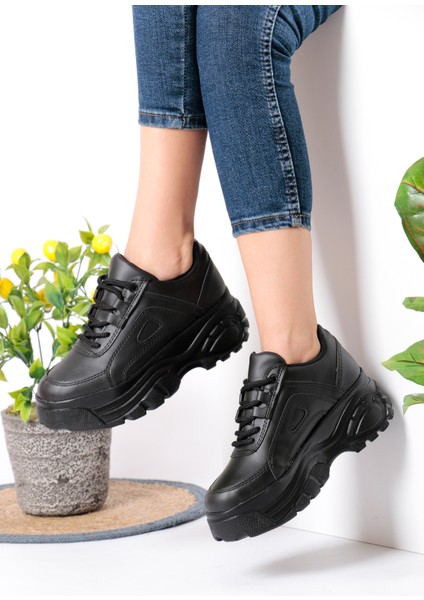 Yüksek Taban Siyah Kadın Sneaker