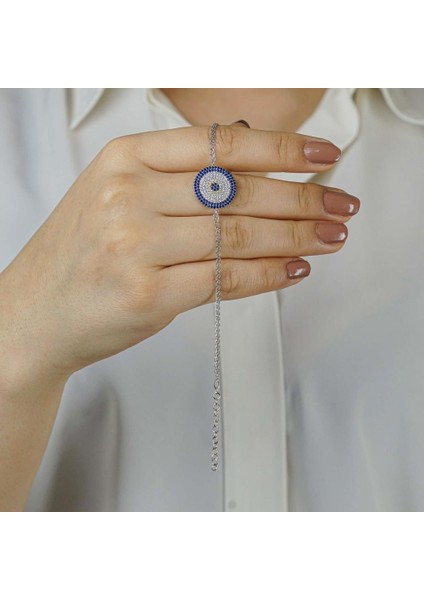 Nazar Tasarımlı 8 Sıralı 925 Ayar Gümüş Kadın Bileklik fiyatları