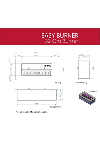 Easy Burner Bioethanol Şömine 32 cm