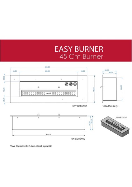 Easy Burner Bioethanol Şömine 45 cm