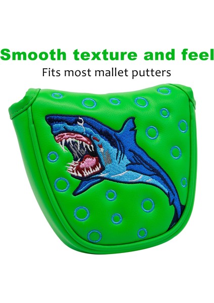 Dayanıklı Köpekbalığı Desen Golf Mallet Atıcı Kafa Kapak Kulübü Headcover Ekipmanları Yeşil indirimleri