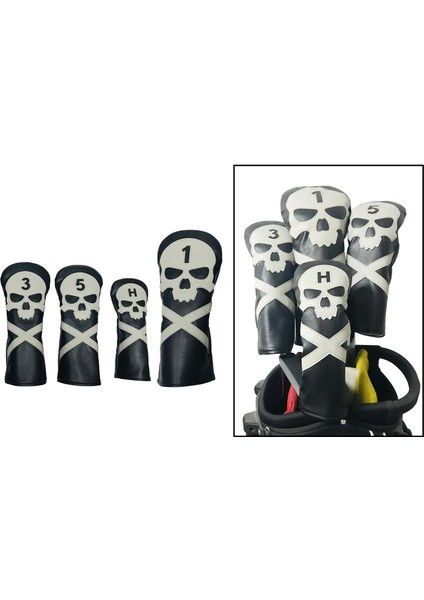 4 Adet Golf Kulübü Kafa Kapak Headcover Ahşap Sürücü Sürücüsü Fairway Için 1 3 5 Ut fırsatları