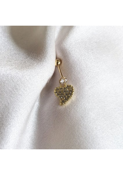 Cerrahi Çelik Gold Kalp Piercing - Bar Uzunluğu 6 Mm- 1 Adet fiyatları