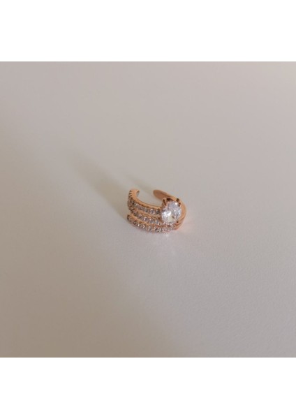Vintage Zirkon Taşlı Rosegold Earcuff - Tek Adet