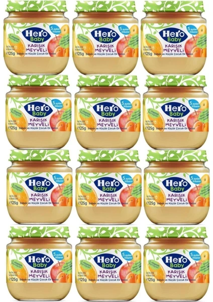 Hero Baby 125 gr Karışık Meyveli Kavanoz Mama 12 Adet