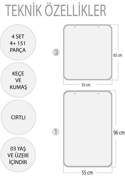 4 Set 151 Parça Tox Iskelet , Iç Organlar Sistemi , Takvim ve Rakamları Öğreniyorum Keçe Cırtlı Duvar Panoları , Eğitici Oyuncak