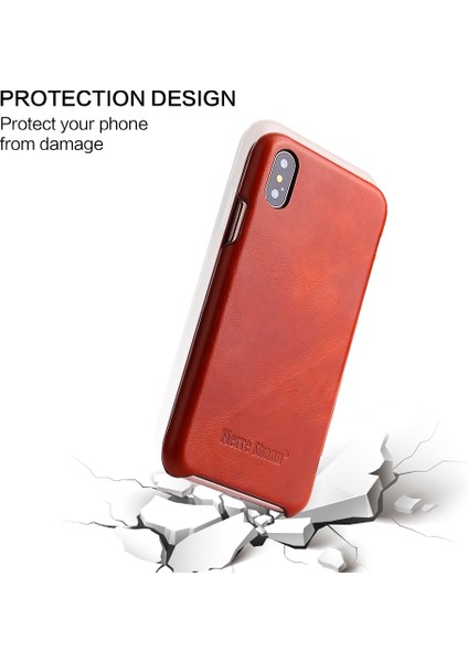 Apple İphone X / Xs Için Fierre Shann Iş Deri Kılıf Kahverengi (Yurt Dışından)