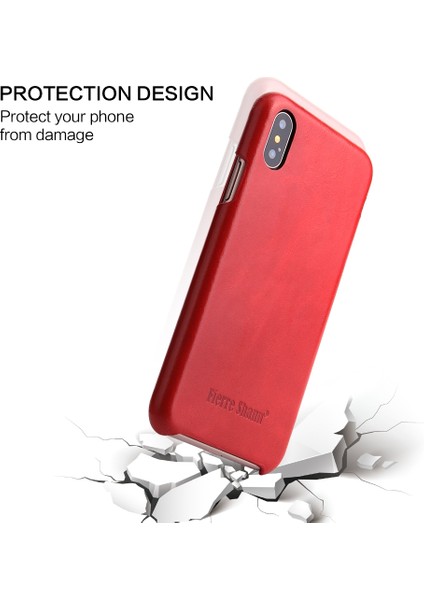 Apple İphone X / Xs Için Fierre Shann Iş Deri Kılıf Kırmızı (Yurt Dışından)