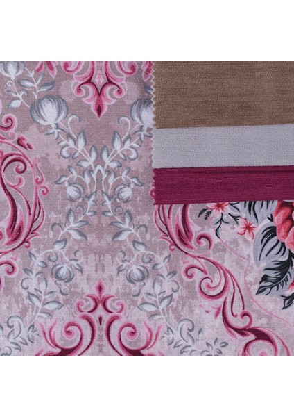 Vizon Zemin Efektli Modern Damask Desen Dokuma Dijital Baskılı Kadife Şönil