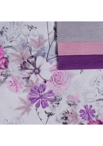 Mor Mürdüm Renkli Çiçekli Dokuma Dijital Baskılı Kadife Şönil fiyatları