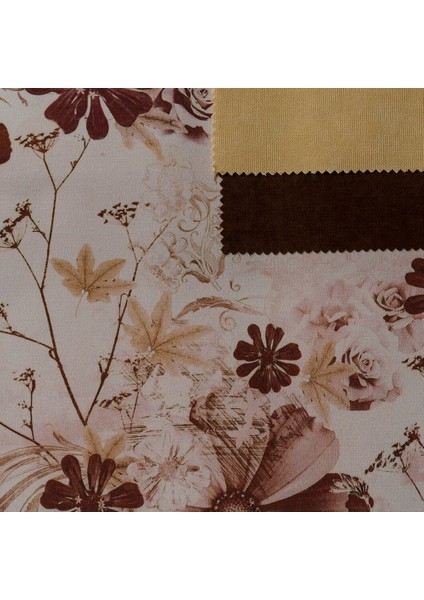 Krem Zemin Üzerine Baskılı Kahve Renkli Dijital Baskılı Süet Kumaş fiyatları