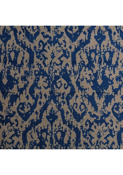 Krem Lacivert Damask Desen Dijital Baskılı Süet Kumaş