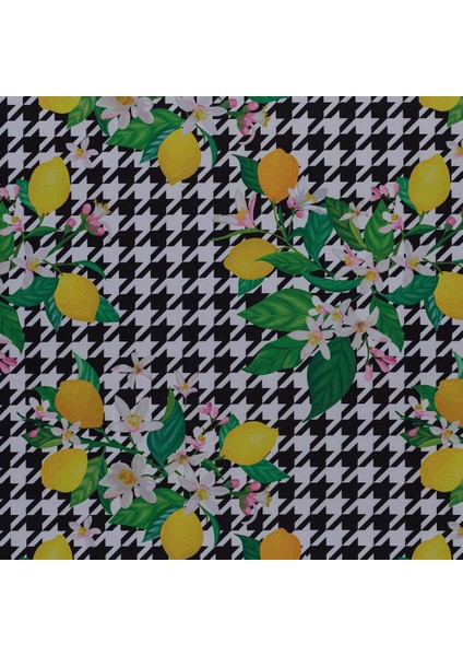 Limon Ağacı Desenli Dokuma Dijital Baskılı Petek Kumaş