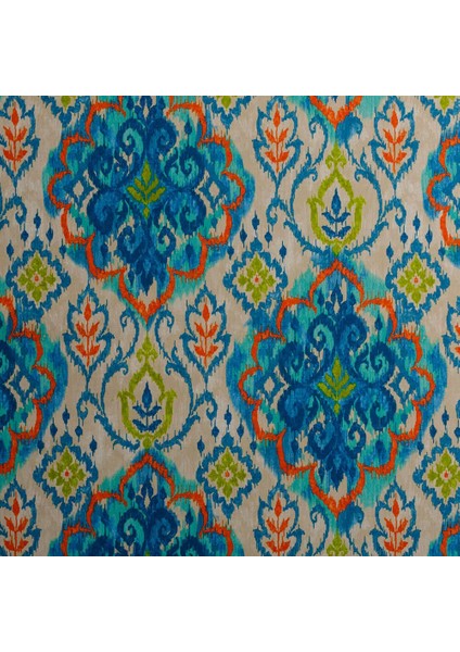 Mavi Turkuaz Renkli Modern Damask Desen Dijital Baskılı Süet Kumaş
