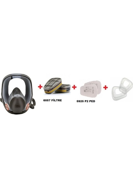 ™ 6800 Tam Yüz Gaz Maskesi +6057 Abe1 Filtre +5925 P2 Ped+ 501 Filtre Tutucu Kapak