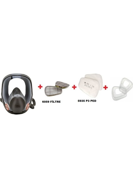 ™ 6800 Tam Yüz Gaz Maskesi +6059 Abek1 Filtre +5935 P3 Ped+ 501 Filtre Tutucu Kapak
